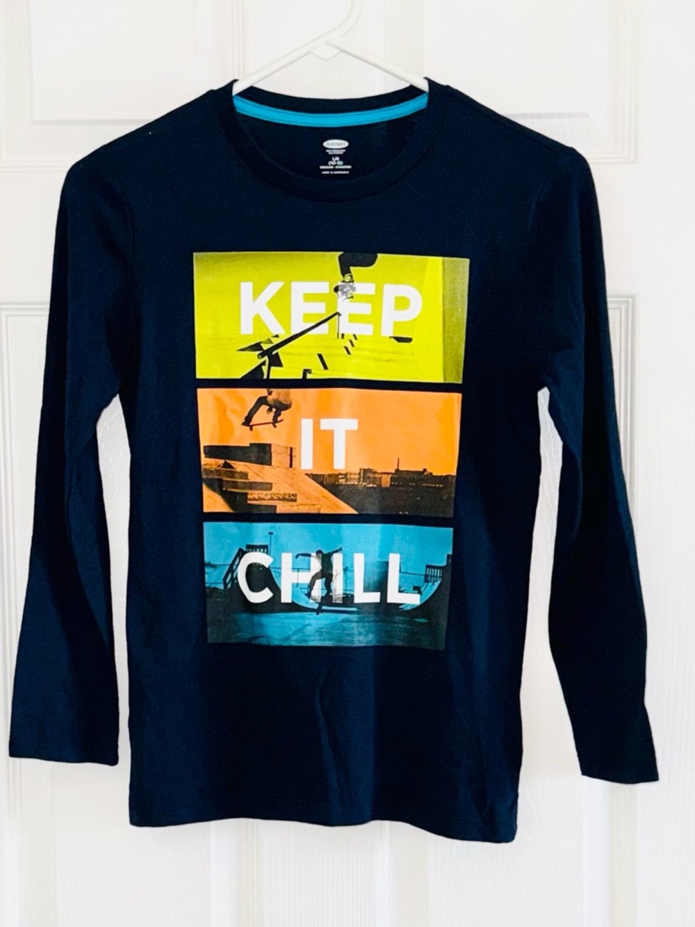 Keep It Chill Boys L (10-12) Old Navy Skateboard Graphic Long Sleeve Tee NWT